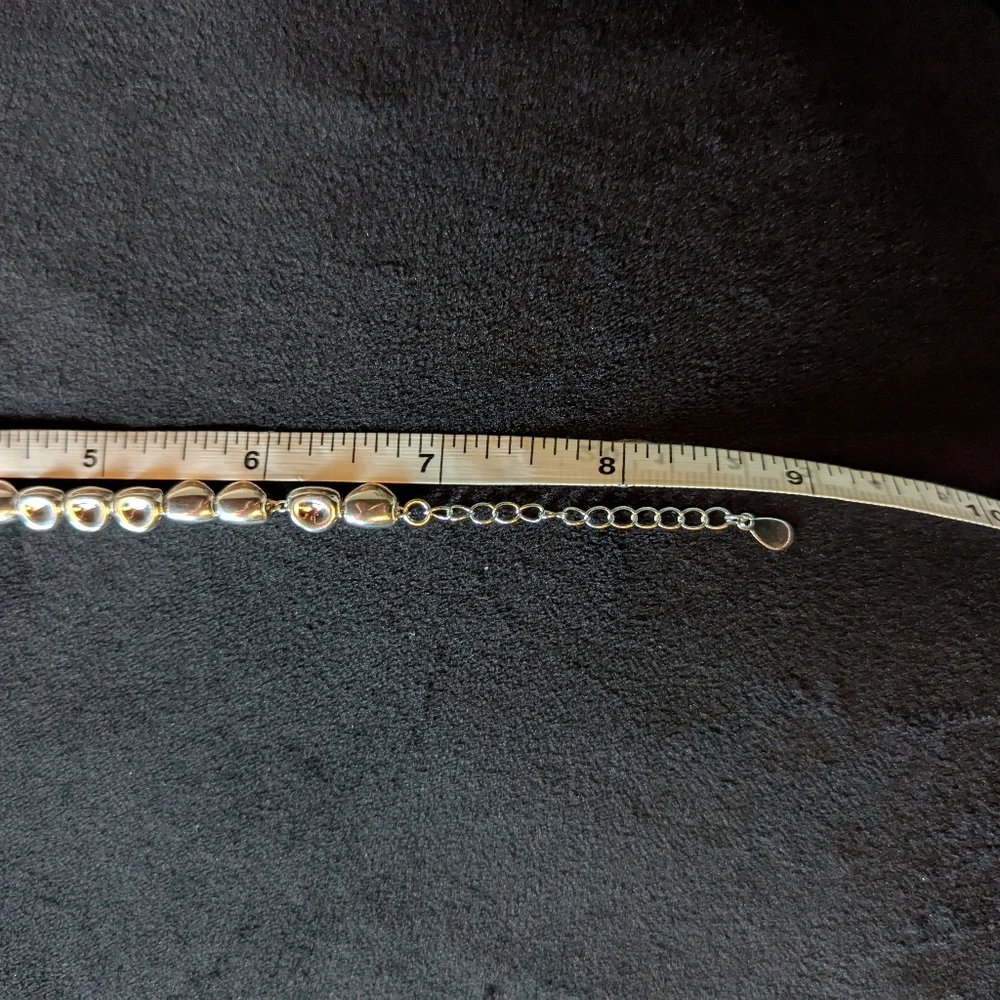 925 Solid Sterling Silver Beaded Bangle Bracelet Minimalist Quiet Luxury - Picture 6 of 6